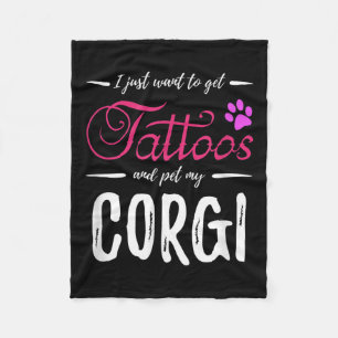 Corgi Dog Lover Tattoo Funny Dog Mum Gift Idea  Fleece Blanket