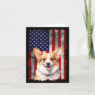 Corgi Dog Lover US Flag 4th of July Patriotic Card
