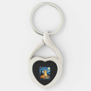 Corgi Dog Lovers Painting of van gogh starry night Key Ring