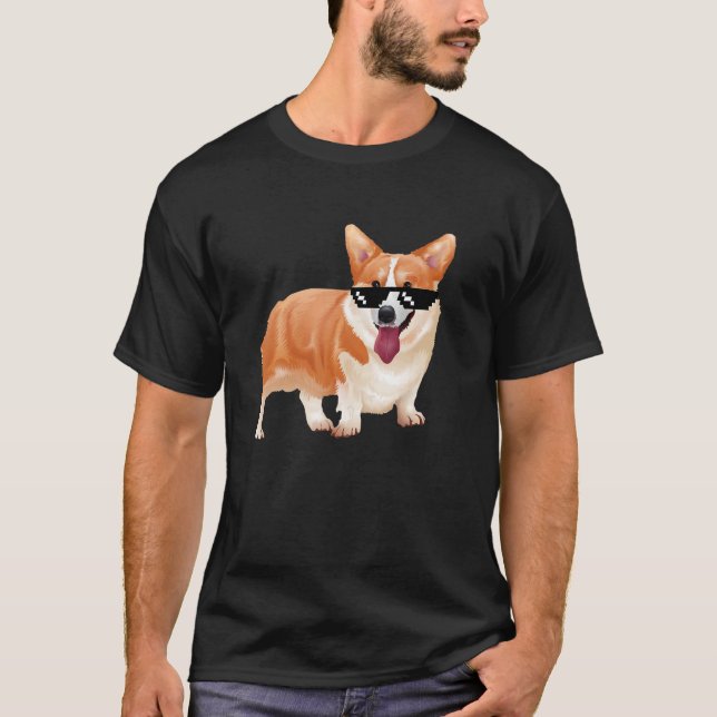 Corgi dog meme with glasses T-Shirt (Front)