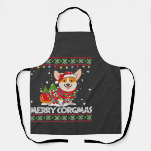 Corgi Dog Merry Corgmas Santa Corgi Ugly Christmas Apron