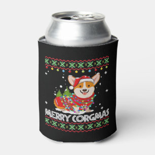 Corgi Dog Merry Corgmas Santa Corgi Ugly Christmas Can Cooler