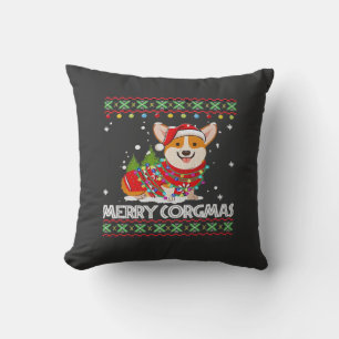 Corgi Dog Merry Corgmas Santa Corgi Ugly Christmas Cushion
