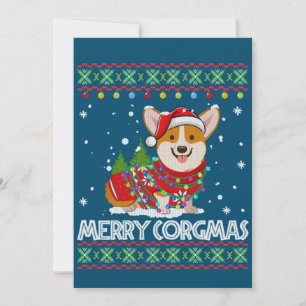 Corgi Dog Merry Corgmas Santa Corgi Ugly Christmas Invitation