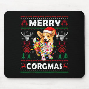 Corgi Dog Merry Corgmas Santa Corgi Ugly Christmas Mouse Pad