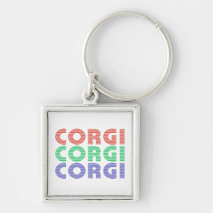 Corgi Dog Modern Colourful Text Key Ring