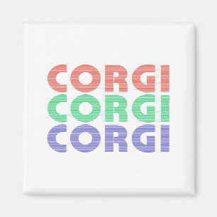 Corgi Dog Modern Colourful Text Magnet