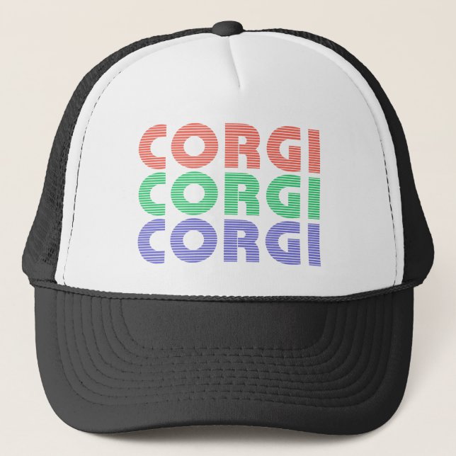 Corgi Dog Modern Colourful Text Trucker Hat (Front)