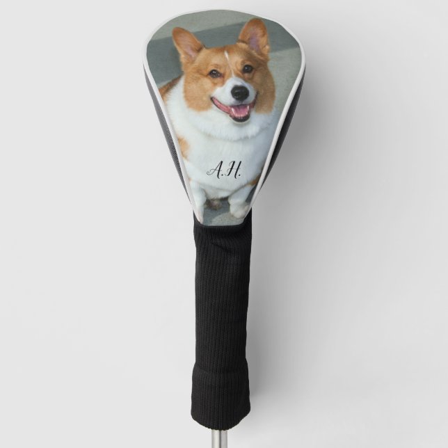 Corgi dog monogrammed golf head cover (Front)