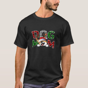 Corgi Dog Mum Buffalo Plaid Xmas Pajama Reindeer H T-Shirt