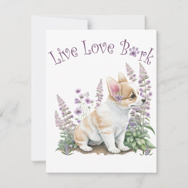 Corgi Dog Mum Floral Card (Front)