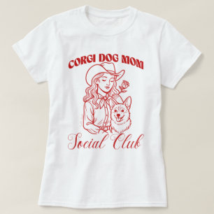 Corgi Dog Mum Social Club Line Art for Women T-Shirt