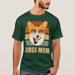 Corgi Dog Mum Vintage Retro Sunset Cute Design Mot T-Shirt