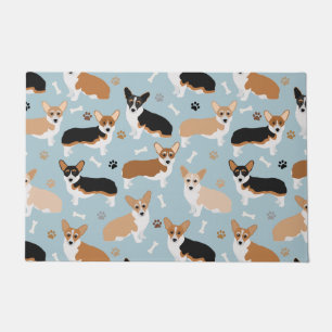 Corgi Dog Paws and Bones Doormat