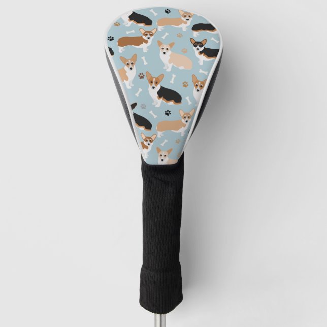 Corgi Dog Paws and Bones Golf Head Cover (Front)