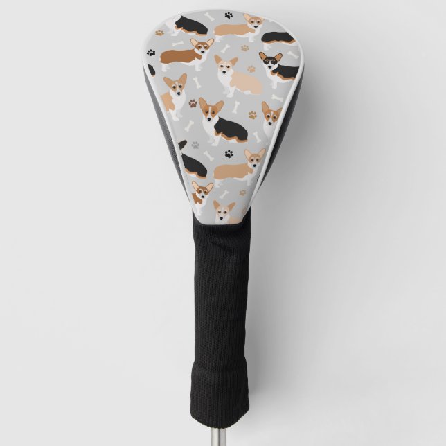 Corgi Dog Paws and Bones Golf Head Cover (Front)