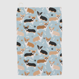Corgi Dog Paws and Bones Golf Towel