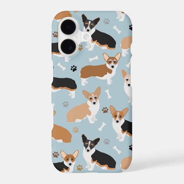 Corgi Dog Paws and Bones iPhone 14 Pro Max Case (Back)