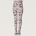 Corgi Dog Paws and Bones Leggings<br><div class="desc">Cute Corgi dogs with fawn,  red and tri coat colours with paw prints and dog bones pattern.</div>