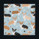 Corgi Dog Paws and Bones Magnet<br><div class="desc">Cute Corgi dogs with fawn,  red and tri coat colours with paw prints and dog bones pattern.</div>