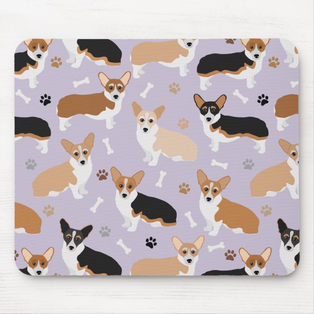 Corgi Dog Paws and Bones Mouse Pad (Front)