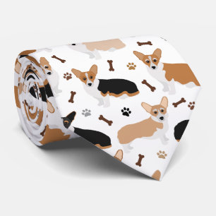 Corgi Dog Paws and Bones Neck Tie