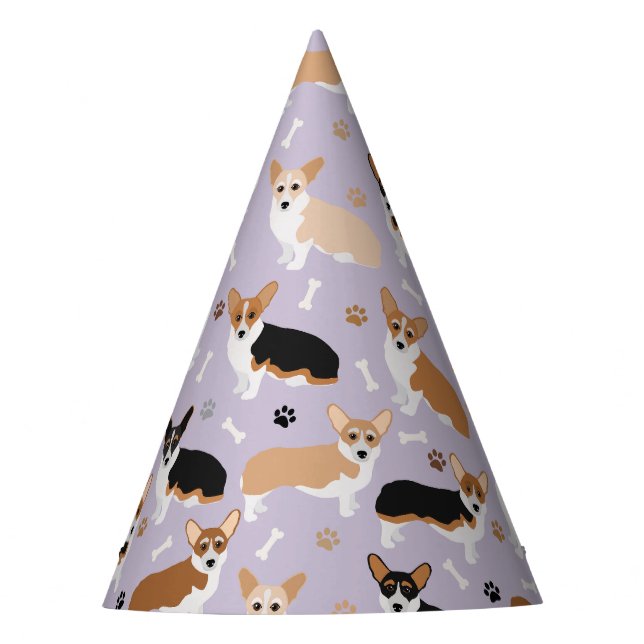 Corgi Dog Paws and Bones Party Hat (Front)