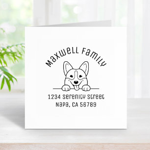 Corgi Dog Pet Arch Family Address Rubber Stamp