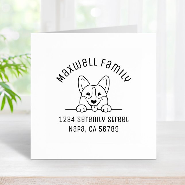 Corgi Dog Pet Arch Family Address Rubber Stamp (Creator Uploaded)