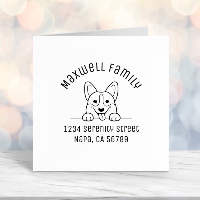 Corgi Dog Pet Arch Family Address Self-inking Stamp (Creator Uploaded)