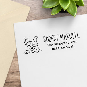 Corgi Dog Pet Return Address Rubber Stamp