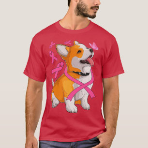 Corgi Dog & Pink Ribbon Breast Cancer Awareness Gi T-Shirt
