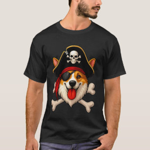 Corgi Dog Pirate Jolly Roger Flag Halloween Boys G T-Shirt
