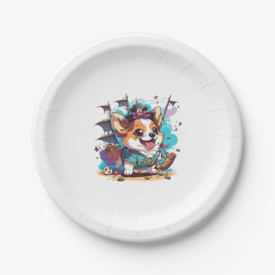Corgi Dog Pirate Paper Plate