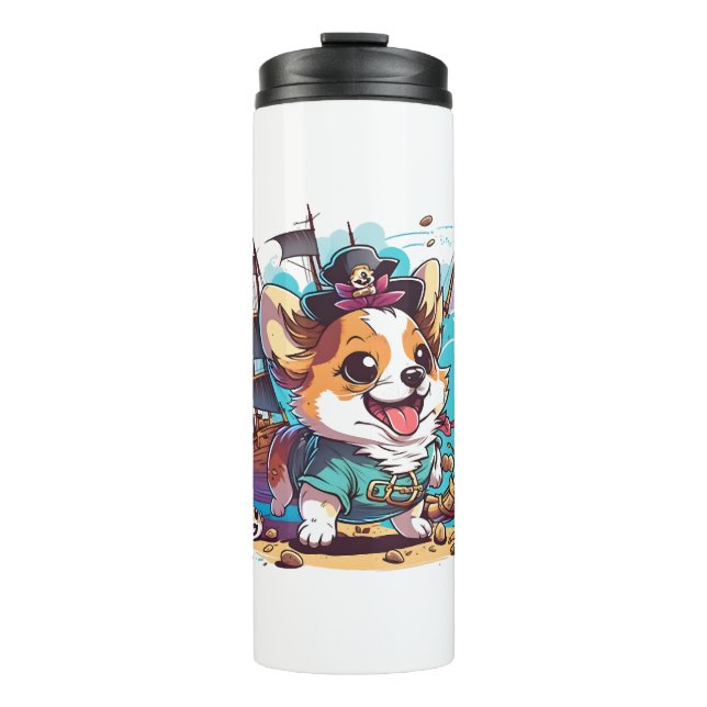 Corgi Dog Pirate Thermal Tumbler (Front)