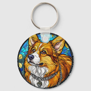 Corgi Dog Portrait Key Ring
