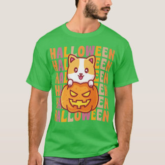 Corgi Dog Pumpkin 70s 80s Retro Vintage Style Hall T-Shirt