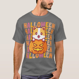 Corgi Dog Pumpkin 70s 80s Retro Vintage Style Hall T-Shirt