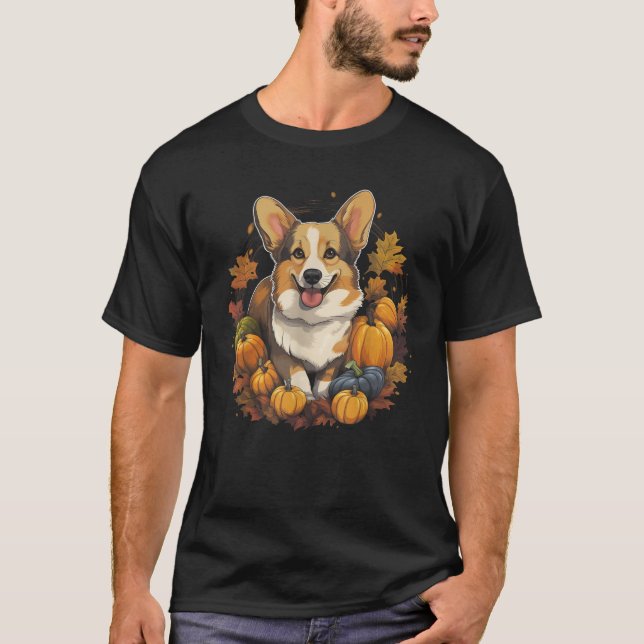 Corgi Dog Pumpkin Thanksgiving Fall Halloween T Sh T-Shirt (Front)