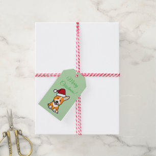 Corgi dog puppy cute Pembroke Welsh Christmas Sant Gift Tags
