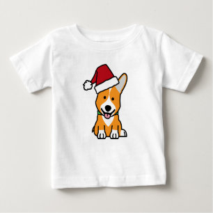 Corgi dog puppy Pembroke Welsh Christmas Santa hat Baby T-Shirt