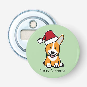 Corgi dog puppy Pembroke Welsh Christmas Santa hat Bottle Opener