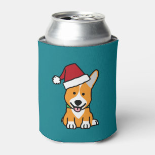 Corgi dog puppy Pembroke Welsh Christmas Santa hat Can Cooler