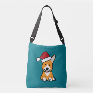 Corgi dog puppy Pembroke Welsh Christmas Santa hat Crossbody Bag
