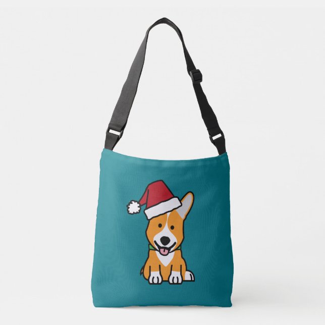 Corgi dog puppy Pembroke Welsh Christmas Santa hat Crossbody Bag (Front)