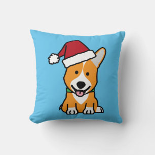 Corgi dog puppy Pembroke Welsh Christmas Santa hat Cushion