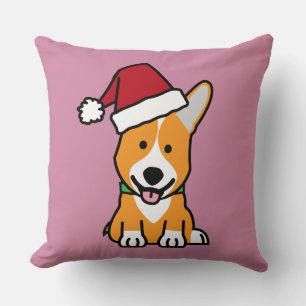 Corgi dog puppy Pembroke Welsh Christmas Santa hat Cushion