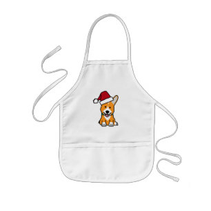 Corgi dog puppy Pembroke Welsh Christmas Santa hat Kids Apron