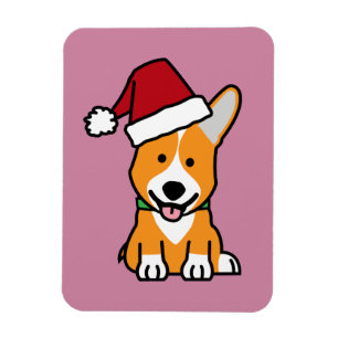 Corgi dog puppy Pembroke Welsh Christmas Santa hat Magnet