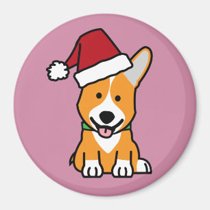 Corgi dog puppy Pembroke Welsh Christmas Santa hat Magnet